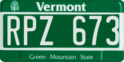 VT license plate RPZ673