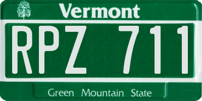 VT license plate RPZ711
