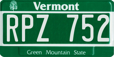 VT license plate RPZ752