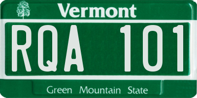 VT license plate RQA101