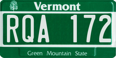 VT license plate RQA172
