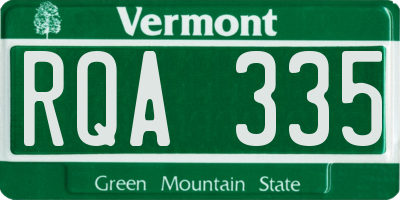 VT license plate RQA335