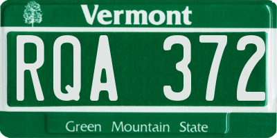 VT license plate RQA372