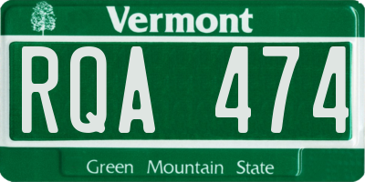 VT license plate RQA474