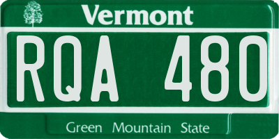 VT license plate RQA480