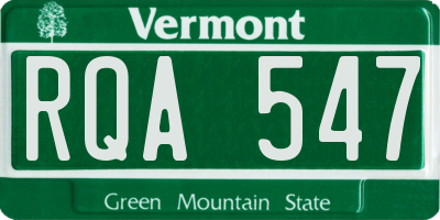 VT license plate RQA547