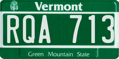 VT license plate RQA713