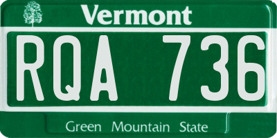 VT license plate RQA736