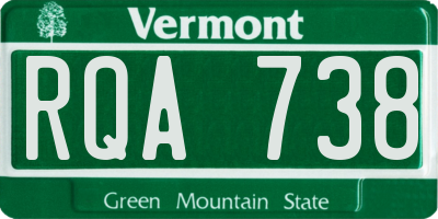VT license plate RQA738