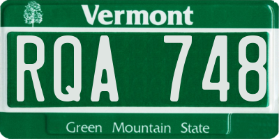 VT license plate RQA748