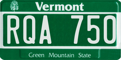 VT license plate RQA750
