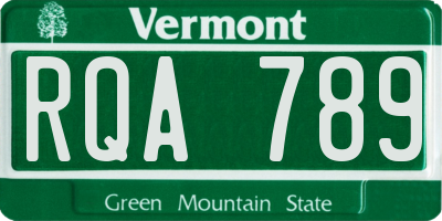 VT license plate RQA789