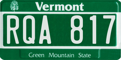 VT license plate RQA817