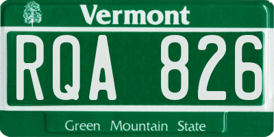 VT license plate RQA826