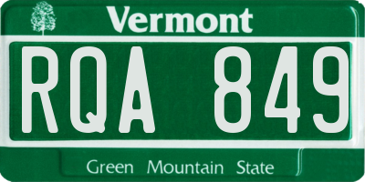 VT license plate RQA849