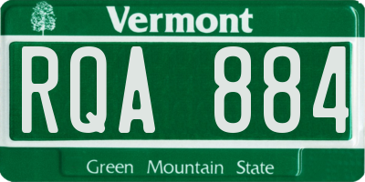 VT license plate RQA884