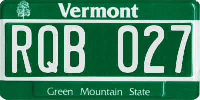 VT license plate RQB027