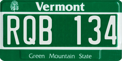 VT license plate RQB134