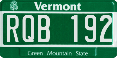VT license plate RQB192