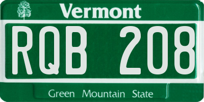 VT license plate RQB208