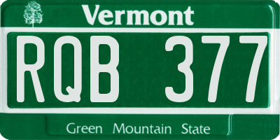 VT license plate RQB377