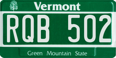VT license plate RQB502