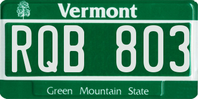 VT license plate RQB803
