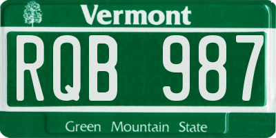 VT license plate RQB987