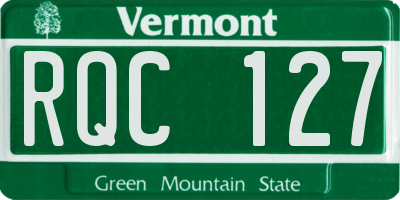 VT license plate RQC127
