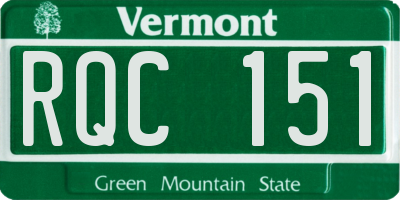 VT license plate RQC151