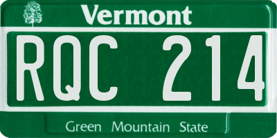 VT license plate RQC214