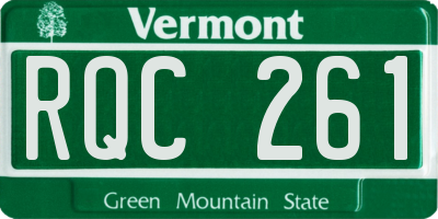 VT license plate RQC261