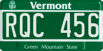 VT license plate RQC456