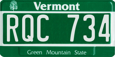 VT license plate RQC734