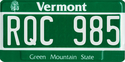 VT license plate RQC985