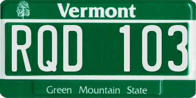 VT license plate RQD103