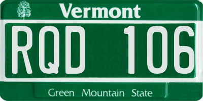 VT license plate RQD106