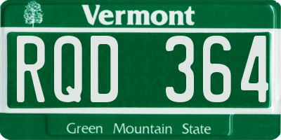 VT license plate RQD364