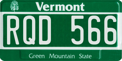 VT license plate RQD566