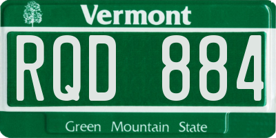 VT license plate RQD884