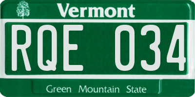 VT license plate RQE034