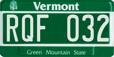 VT license plate RQF032