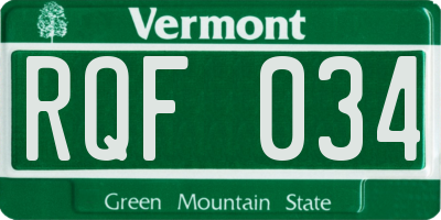 VT license plate RQF034