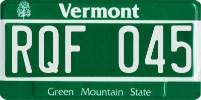 VT license plate RQF045