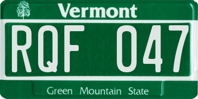 VT license plate RQF047