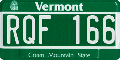 VT license plate RQF166