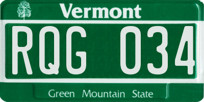 VT license plate RQG034