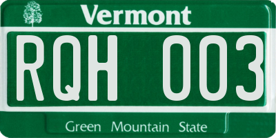 VT license plate RQH003