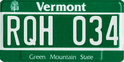 VT license plate RQH034