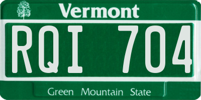 VT license plate RQI704
